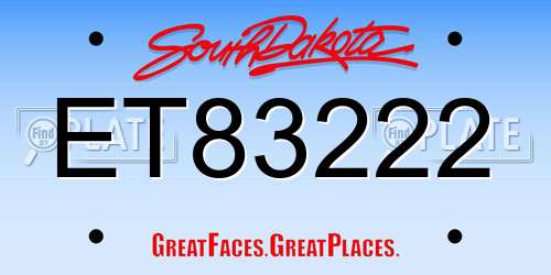ET83222 South Dakota License Plate