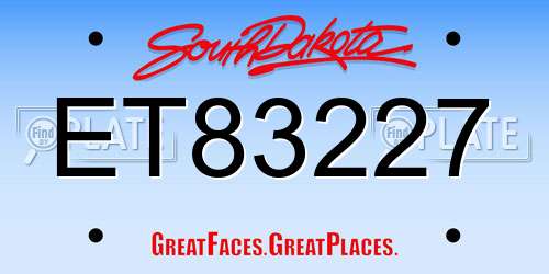 ET83227 South Dakota License Plate