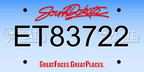 ET83722 South Dakota License Plate