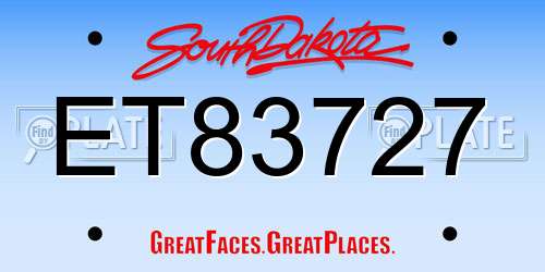 ET83727 South Dakota License Plate