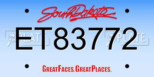 ET83772 South Dakota License Plate