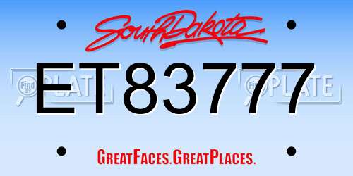 ET83777 South Dakota License Plate
