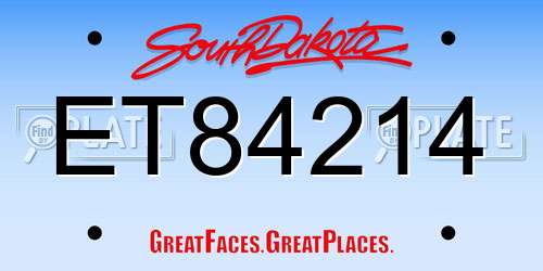 ET84214 South Dakota License Plate