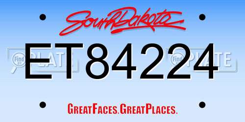 ET84224 South Dakota License Plate