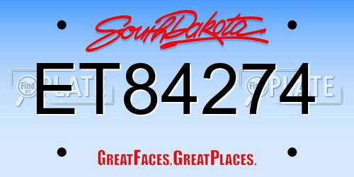 ET84274 South Dakota License Plate