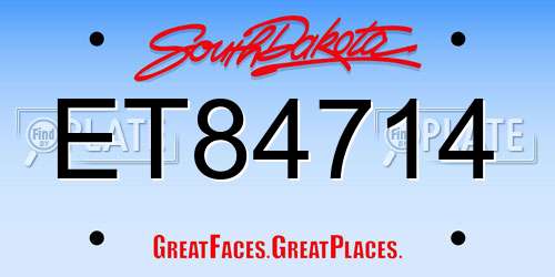 ET84714 South Dakota License Plate