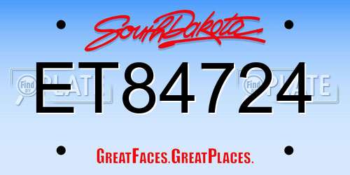 ET84724 South Dakota License Plate
