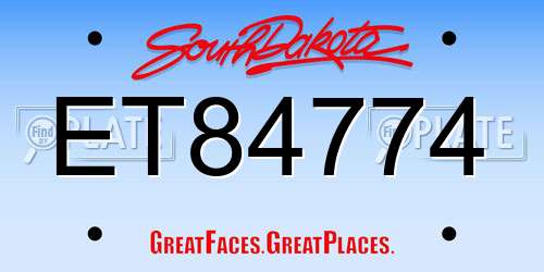 ET84774 South Dakota License Plate