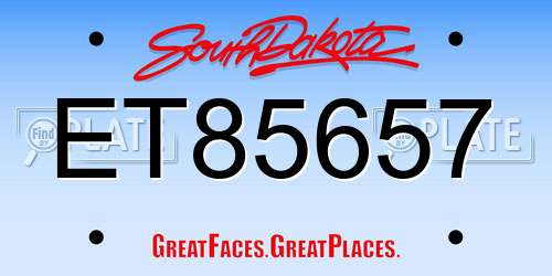 ET85657 South Dakota License Plate