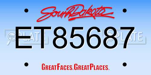 ET85687 South Dakota License Plate