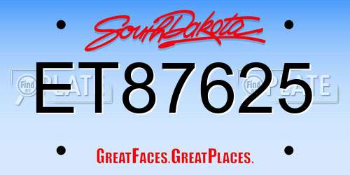 ET87625 South Dakota License Plate