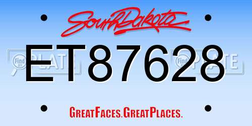 ET87628 South Dakota License Plate