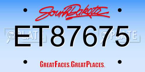 ET87675 South Dakota License Plate