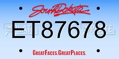 ET87678 South Dakota License Plate