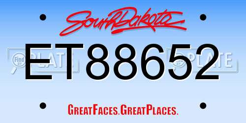 ET88652 South Dakota License Plate