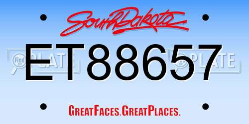 ET88657 South Dakota License Plate