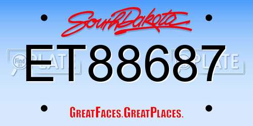 ET88687 South Dakota License Plate