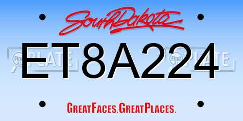 ET8A224 South Dakota License Plate