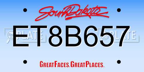ET8B657 South Dakota License Plate