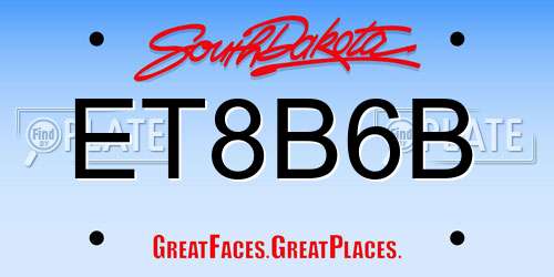 ET8B6B South Dakota License Plate