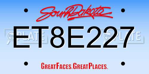 ET8E227 South Dakota License Plate