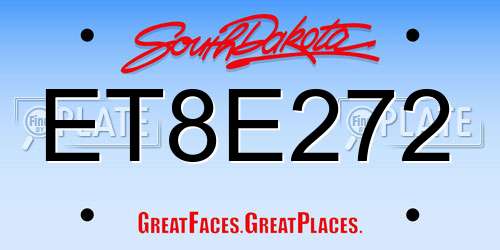 ET8E272 South Dakota License Plate