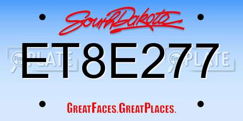 ET8E277 South Dakota License Plate
