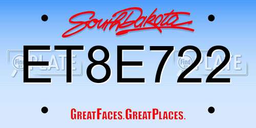 ET8E722 South Dakota License Plate