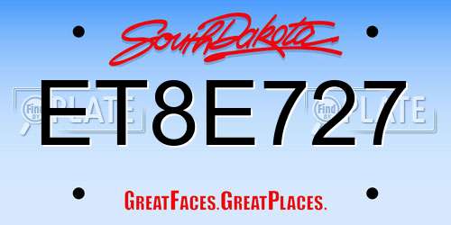 ET8E727 South Dakota License Plate