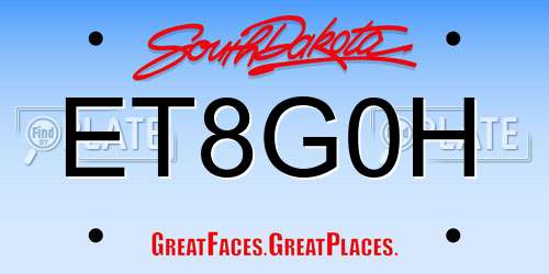 ET8G0H South Dakota License Plate