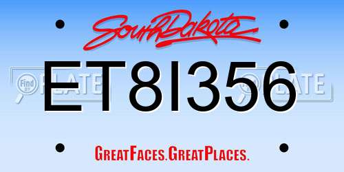 ET8I356 South Dakota License Plate