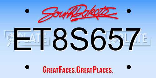 ET8S657 South Dakota License Plate