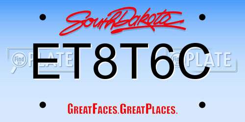 ET8T6C South Dakota License Plate