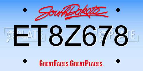 ET8Z678 South Dakota License Plate