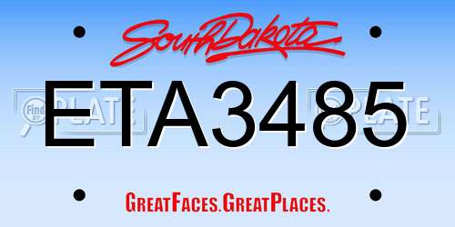 ETA3485 South Dakota License Plate