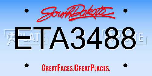 ETA3488 South Dakota License Plate