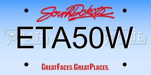 ETA50W South Dakota License Plate