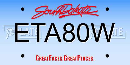 ETA80W South Dakota License Plate