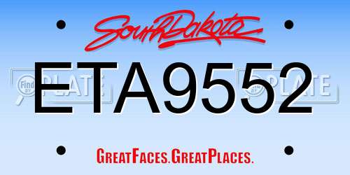 ETA9552 South Dakota License Plate