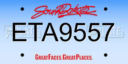ETA9557 South Dakota License Plate