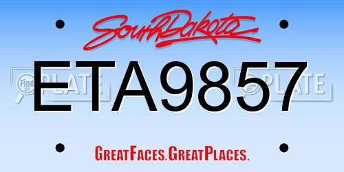 ETA9857 South Dakota License Plate