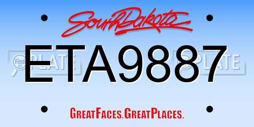 ETA9887 South Dakota License Plate