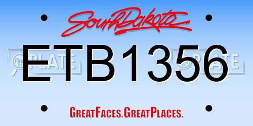 ETB1356 South Dakota License Plate