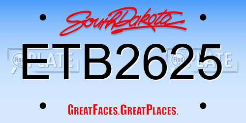 ETB2625 South Dakota License Plate