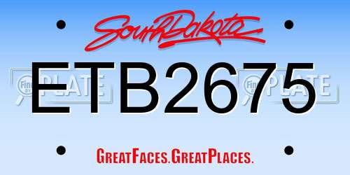 ETB2675 South Dakota License Plate