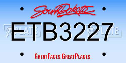 ETB3227 South Dakota License Plate
