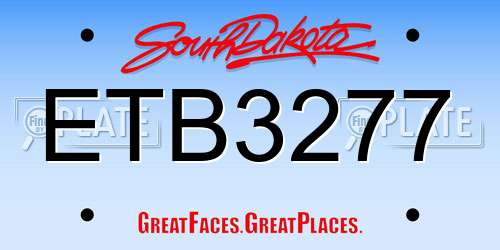 ETB3277 South Dakota License Plate