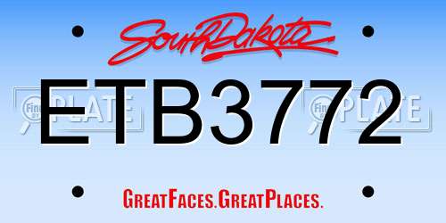ETB3772 South Dakota License Plate