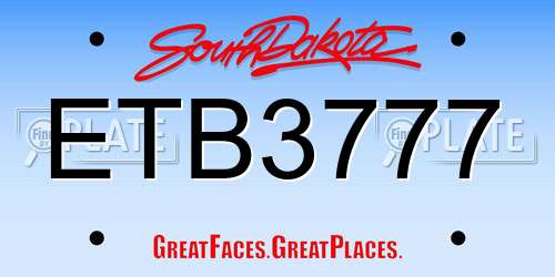 ETB3777 South Dakota License Plate