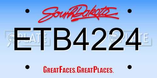 ETB4224 South Dakota License Plate
